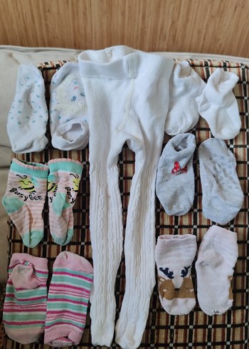 Kız Çocuk Beyaz Örgü Külotlu Çorap ve Renkli Çorap Seti - Görsel 3