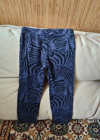 Kızlar İçin Zebra Desenli Mavi Denim Tayt - Görsel 3