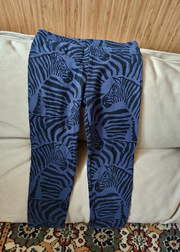 Kızlar İçin Zebra Desenli Mavi Denim Tayt - Görsel 2