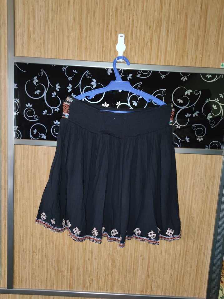 Boncuk İşlemeli Uzun Bohem Hamile Etek - Görsel 4