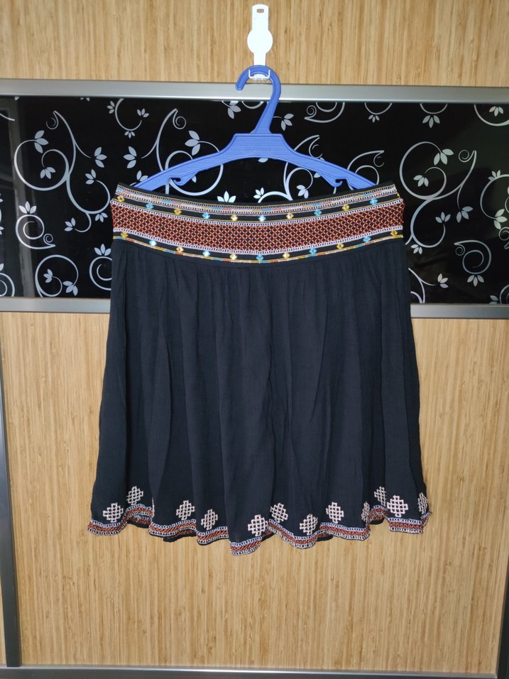 Boncuk İşlemeli Uzun Bohem Hamile Etek - Görsel 2