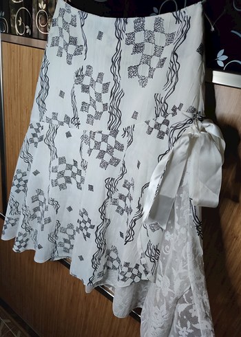 Dantel Detaylı Nakışlı Hamile Midi Etek - Görsel 5