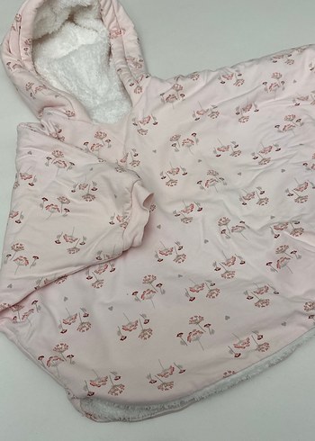 Kız Çocuk Pembe Kapüşonlu Peluş Panço - Görsel 4
