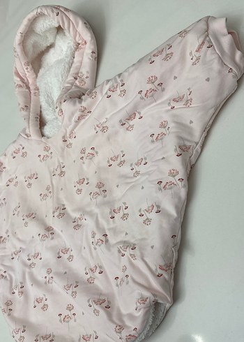 Kız Çocuk Pembe Kapüşonlu Peluş Panço - Görsel 3