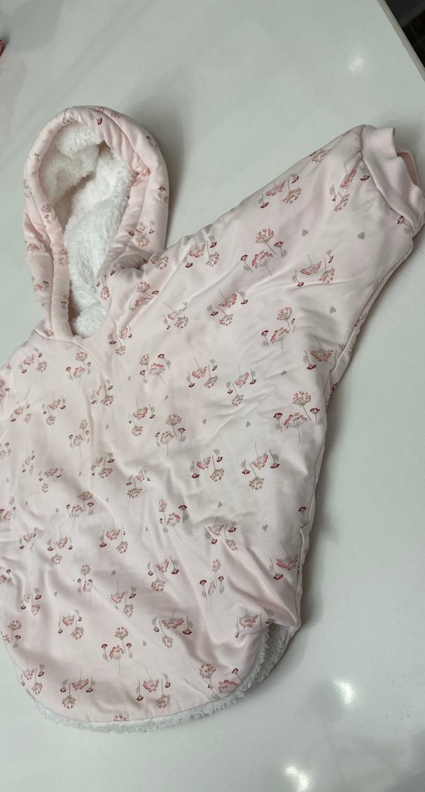 Kız Çocuk Pembe Kapüşonlu Peluş Panço - Görsel 3