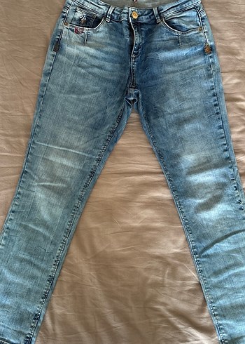38 Beden Mavi Düğmeli boyfriend Fit Kadın Kot Pantolon
