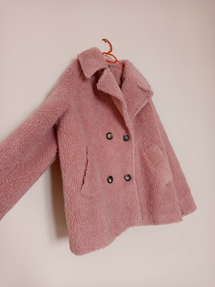 Rafaello İstanbul Pembe Düğmeli  Kadın Peluş kürk - Görsel 2