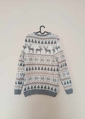 Defacto Gri Desenli Örgü Bohem Kazak - Görsel 3