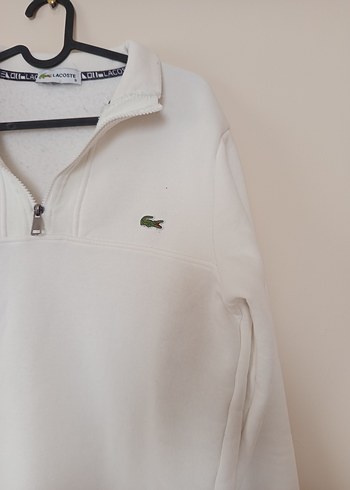 Erkek Beyaz Yarım Fermuarlı Sweatshirt - Görsel 2