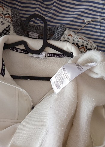 Erkek Beyaz Yarım Fermuarlı Sweatshirt - Görsel 4