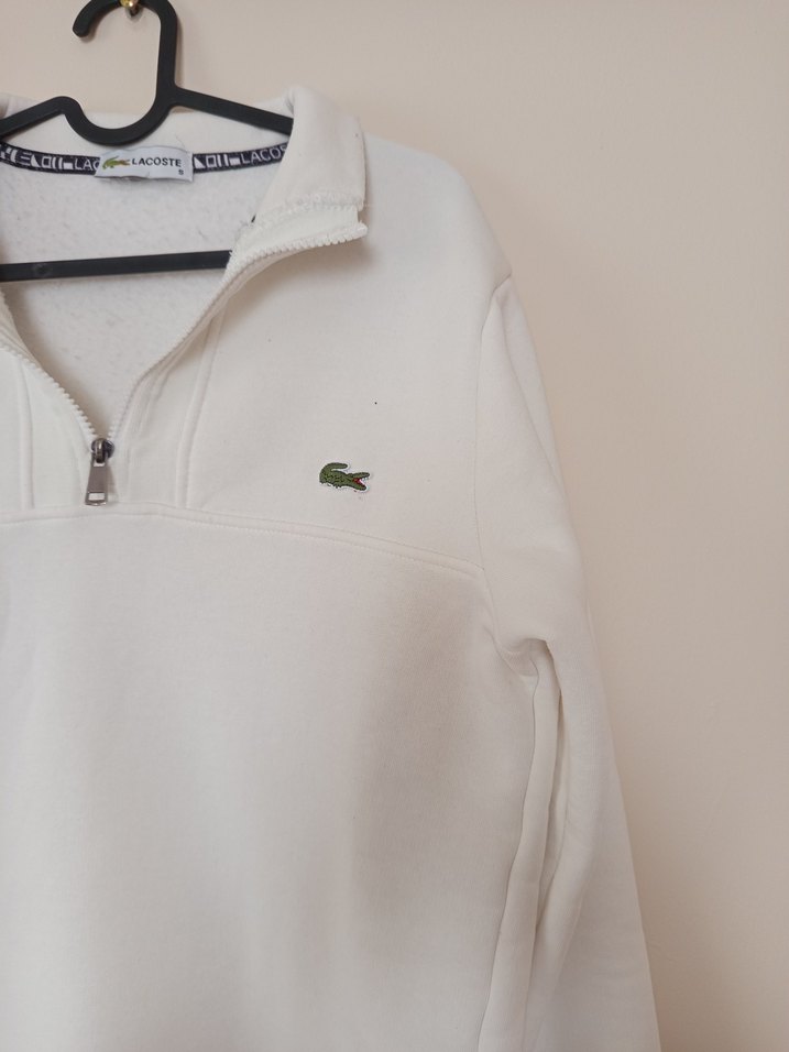 Erkek Beyaz Yarım Fermuarlı Sweatshirt - Görsel 2