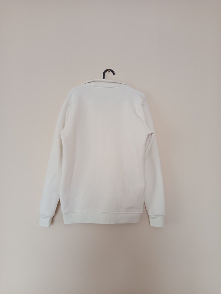 Erkek Beyaz Yarım Fermuarlı Sweatshirt - Görsel 3