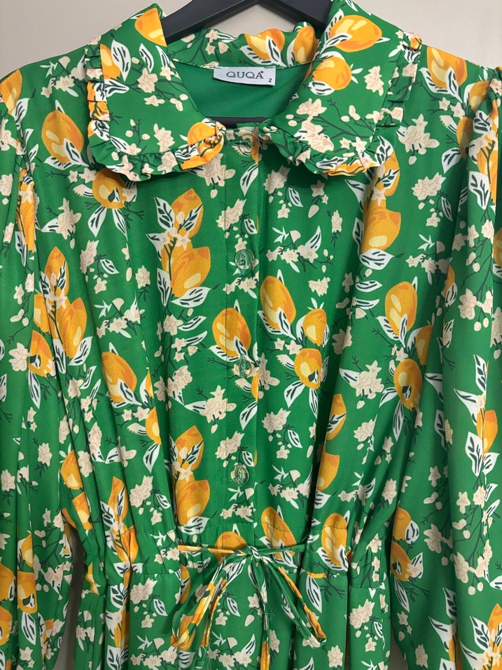 Renkli Çiçek Desenli Uzun Bohem Elbise - Görsel 2