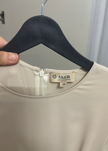 Bej Pilili Uzun Kadın Elbise - Görsel 6