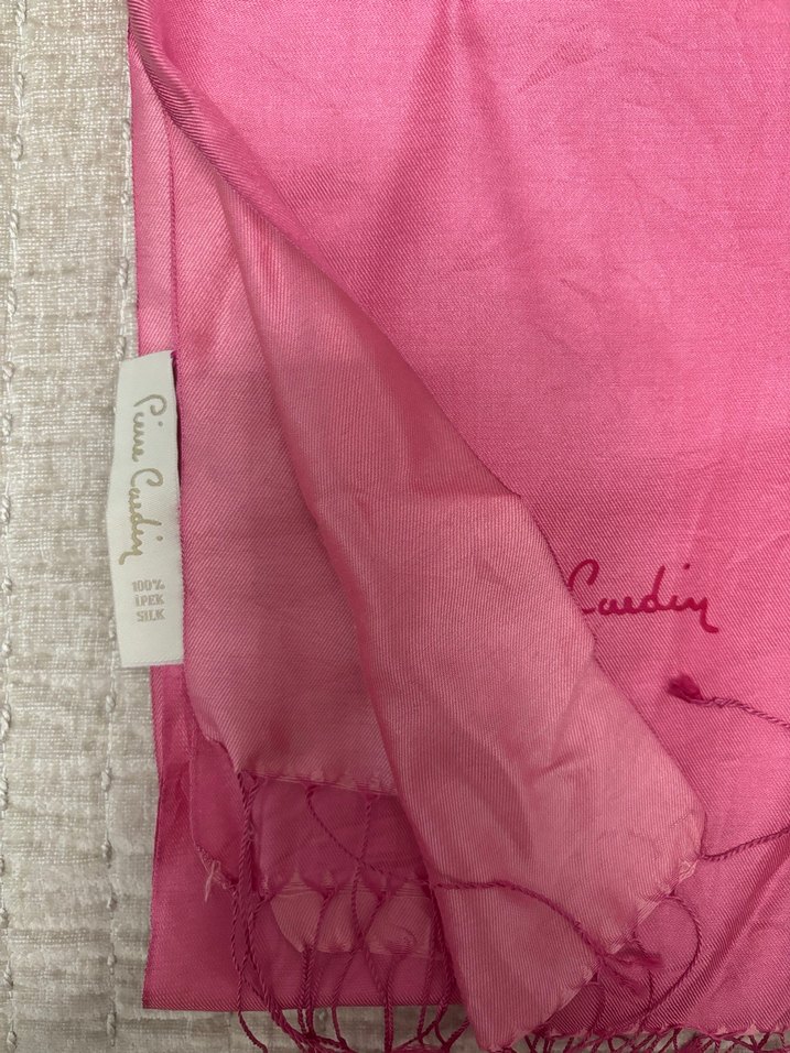 Pembe İpek Kadın Şal - Drapeli, Parlak - Görsel 2