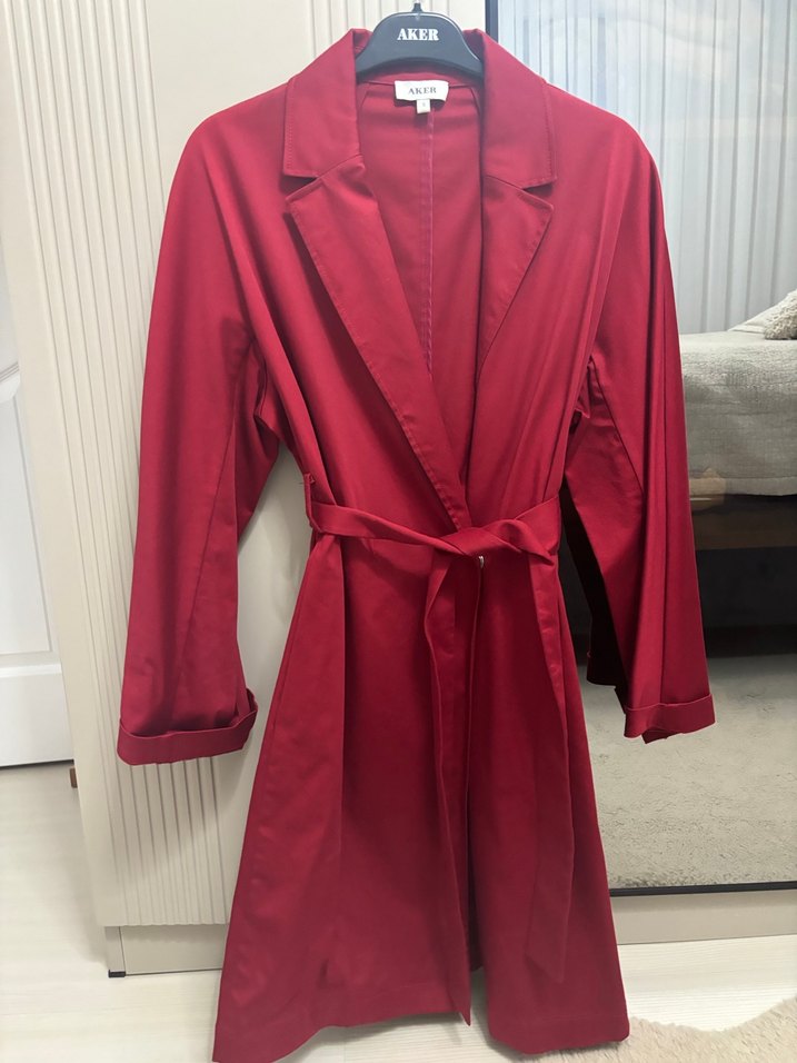 Kırmızı Kadın Trençkot - AKER - Görsel 2