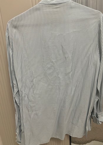 Gri Pilili Uzun Kollu Keten Kadın Gömlek - Görsel 3