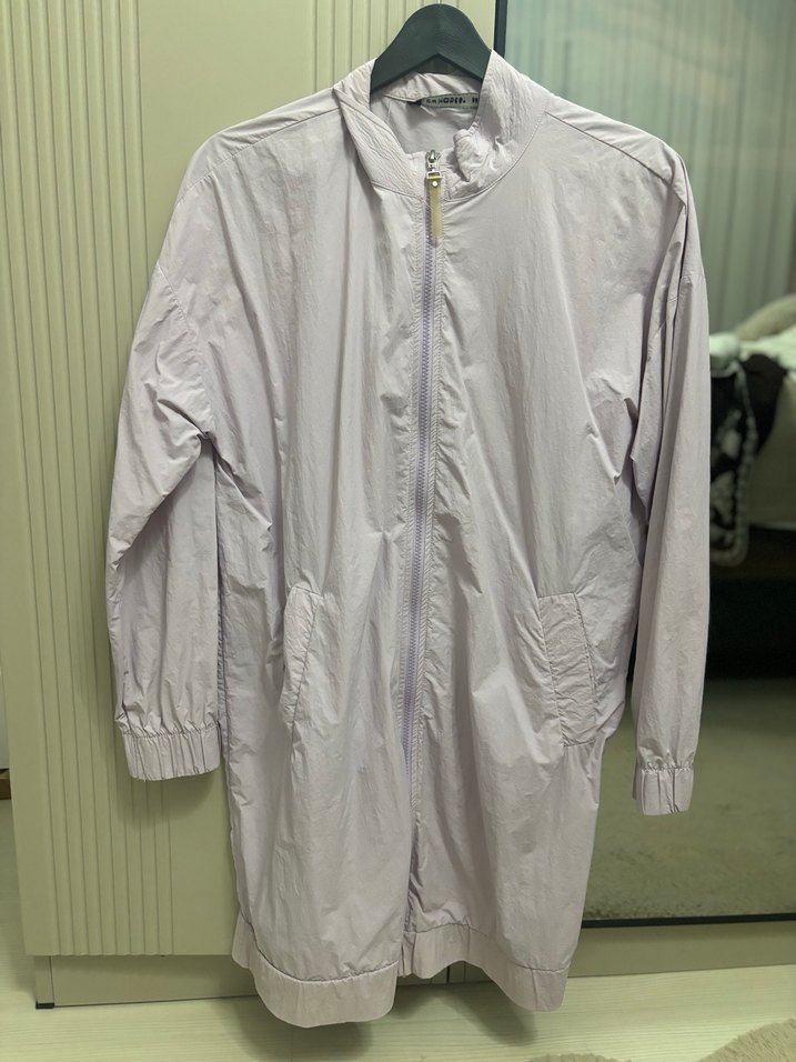 Lila Midi Boylu Rahat yağmurluk - Görsel 3