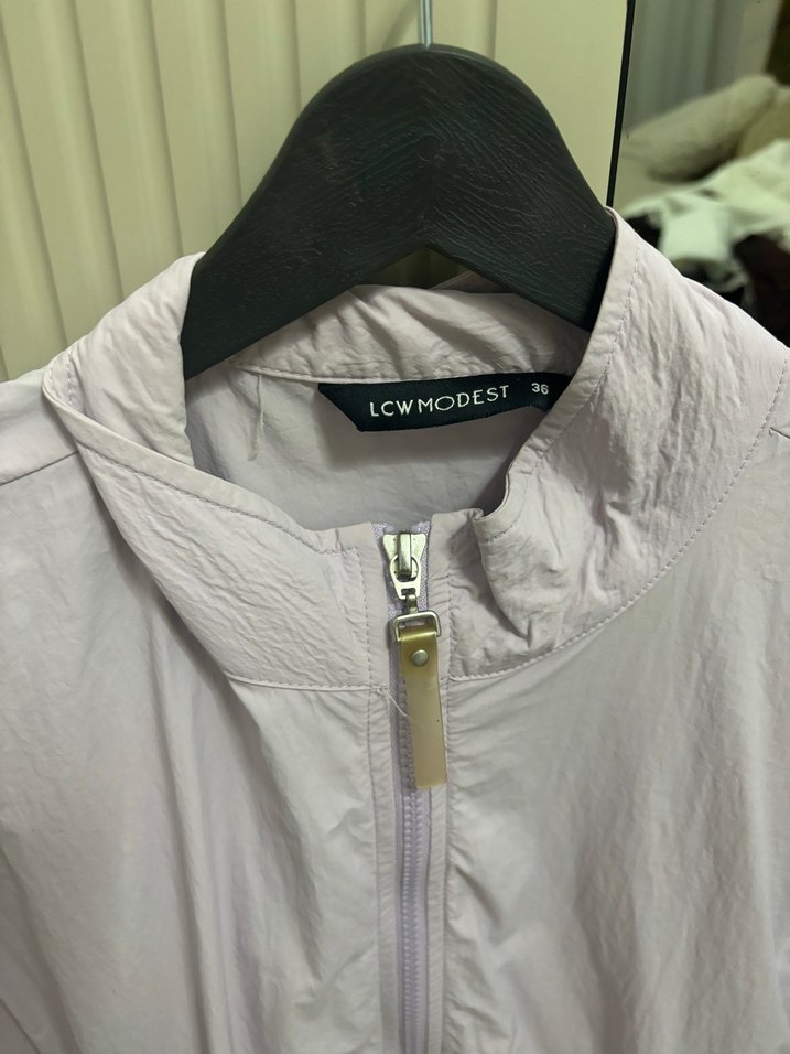 Lila Midi Boylu Rahat yağmurluk - Görsel 2