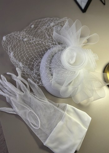 Dantel Detaylı Beyaz Vintage Gelin Aksesuar Seti - Görsel 9