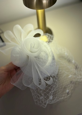 Dantel Detaylı Beyaz Vintage Gelin Aksesuar Seti - Görsel 8