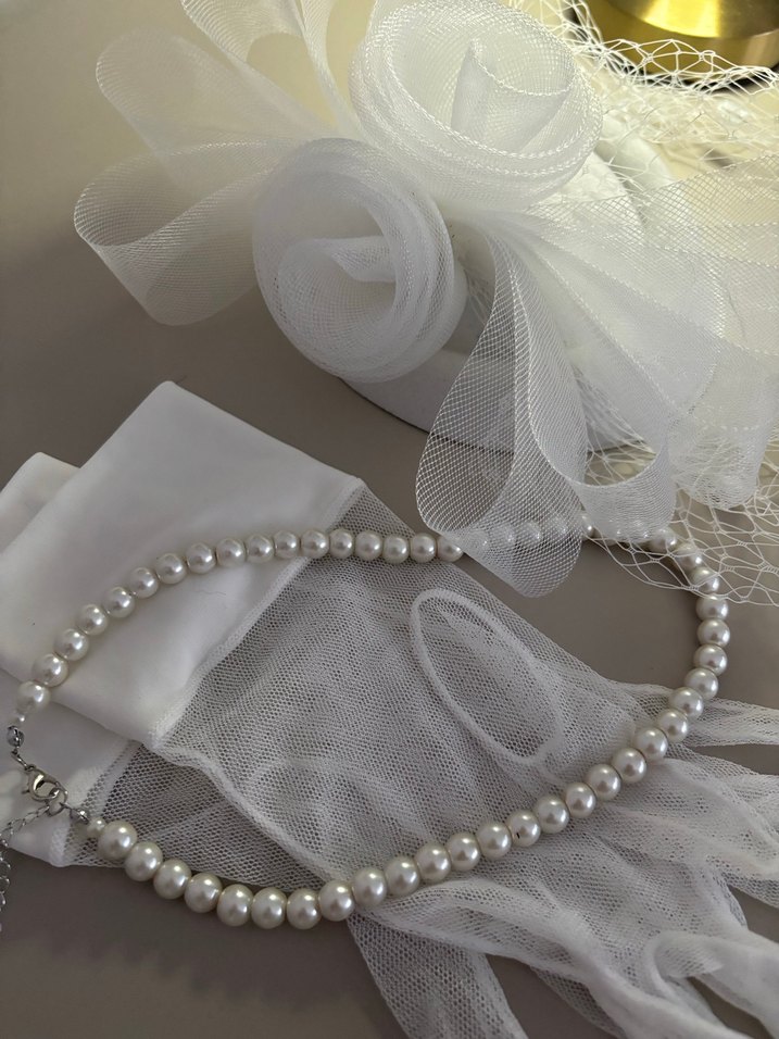 Dantel Detaylı Beyaz Vintage Gelin Aksesuar Seti - Görsel 2