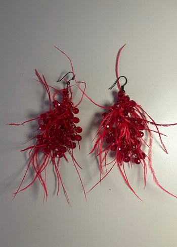 Kırmızı Boncuklu Mini Bohem Küpe - Görsel 2