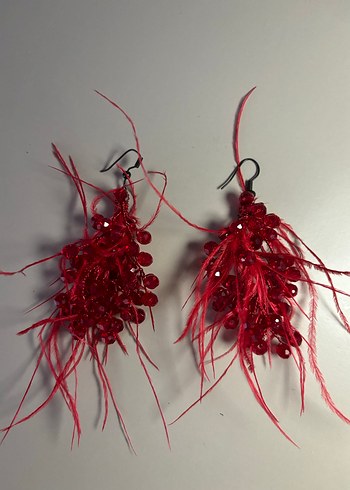 Kırmızı Boncuklu Mini Bohem Küpe - Görsel 3