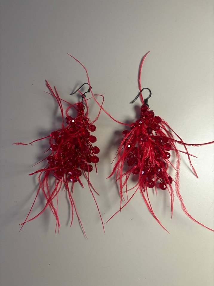 Kırmızı Boncuklu Mini Bohem Küpe - Görsel 2