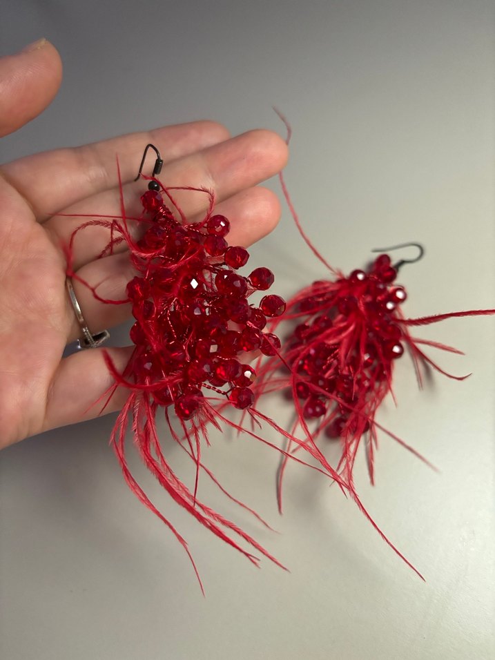 Kırmızı Boncuklu Mini Bohem Küpe - Görsel 5