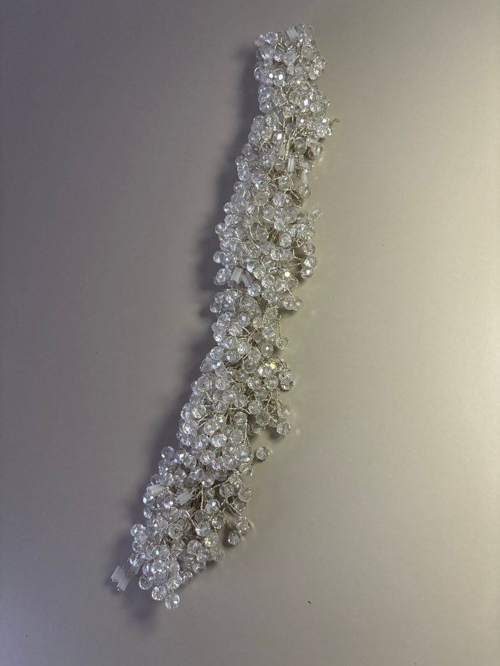 Beyaz Boncuklu Cam Saç Aksesuarı - Görsel 2
