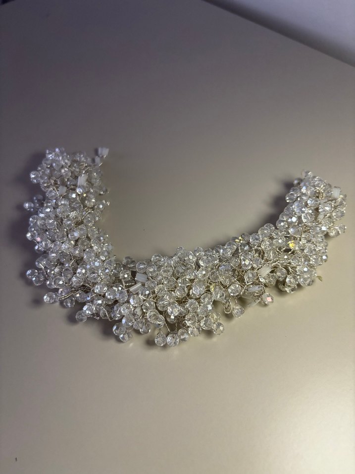 Beyaz Boncuklu Cam Saç Aksesuarı - Görsel 3