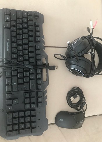 KM-GX7 Kablolu Siyah Klavye, Mouse ve Kulaklık Seti