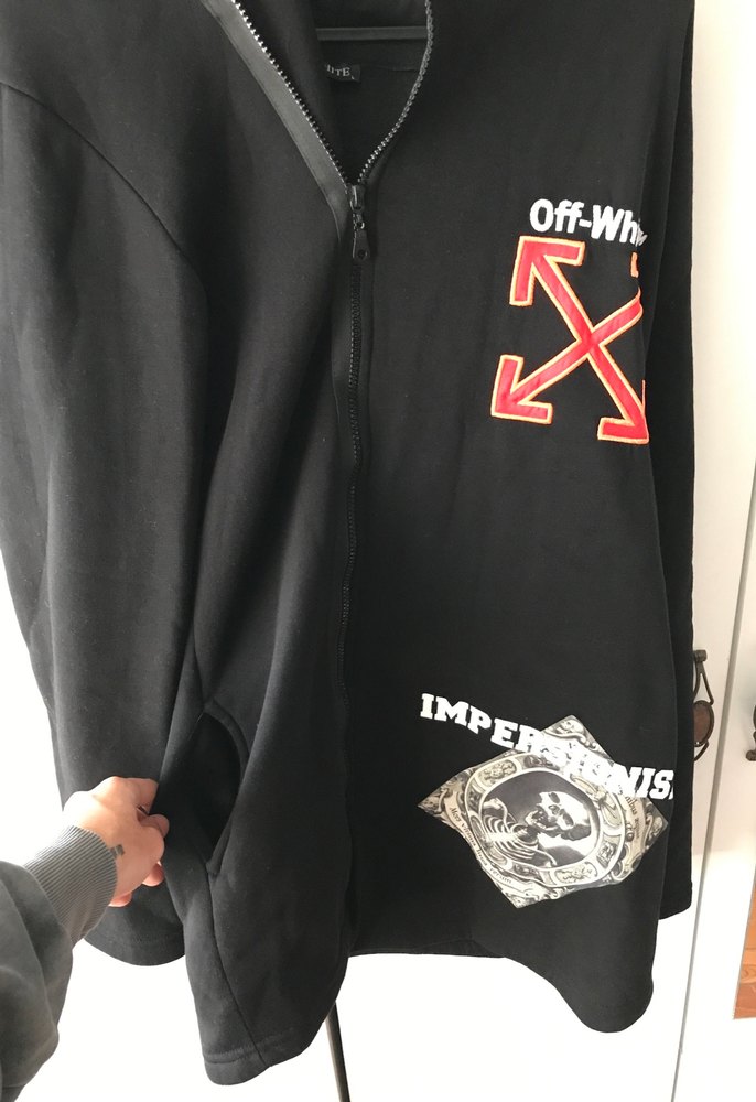 Off White Tarz Siyah Kapüşonlu Ceket - Görsel 2