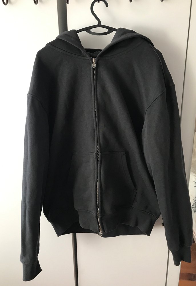 Gri Baskılı Siyah Goth Kapüşonlu Sweatshirt - Görsel 2