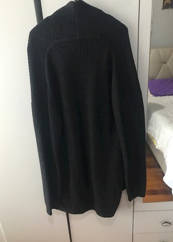 Siyah Örgü Kadın Uzun Midi Hırka - Görsel 2