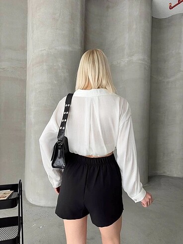 Tek Yırtmaçlı Şort Etek - Görsel 3