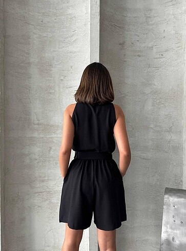 Yakalı Şort Tulum - Görsel 5