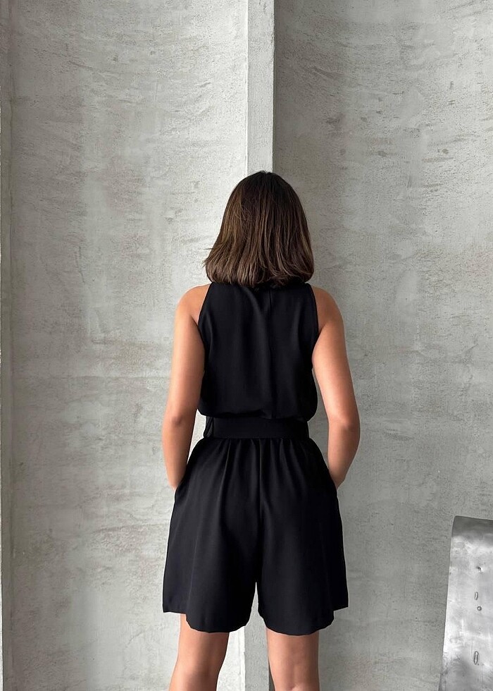 Yakalı Şort Tulum - Görsel 5