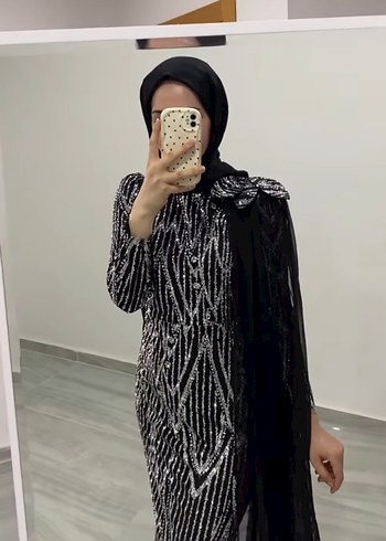 Abiye Uzun Siyah Drapeli Abiye Elbise