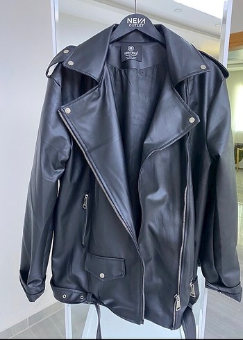 Siyah Kadın Biker Deri Ceket
