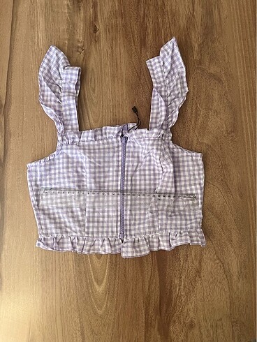 trendyol fermuarlı fırfırlı ekoseli crop