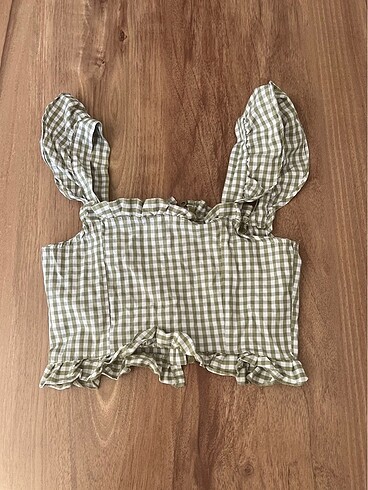 Trendyol & Milla trendyol fermuarlı fırfırlı ekoseli crop