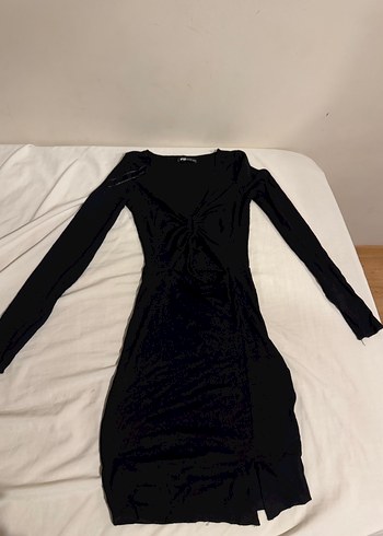 xs Beden Siyah V Yaka Uzun Kollu Gotik Elbise