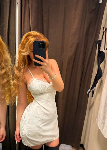 s Beden Beyaz Mini dantelli Elbise
