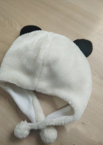 Çocuk Beyaz Peluş Panda Bere - Görsel 3