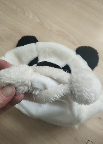 Çocuk Beyaz Peluş Panda Bere - Görsel 2