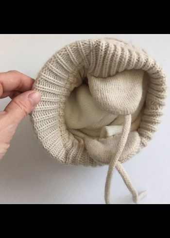 Bej Örgü Çocuk Bere Kulaklıklı - Görsel 3