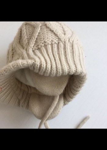 Bej Örgü Çocuk Bere Kulaklıklı - Görsel 2