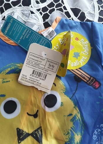 Renkli Baskılı Bebek Önlüğü Mavi - Görsel 2